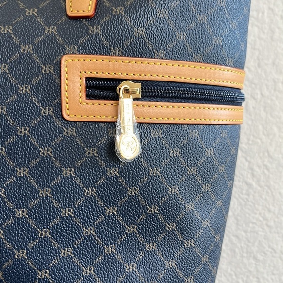 Rioni Moda Italia Signature Estate Tall Tote Shopper Monogram Coated Canvas New - Picture 5 of 15